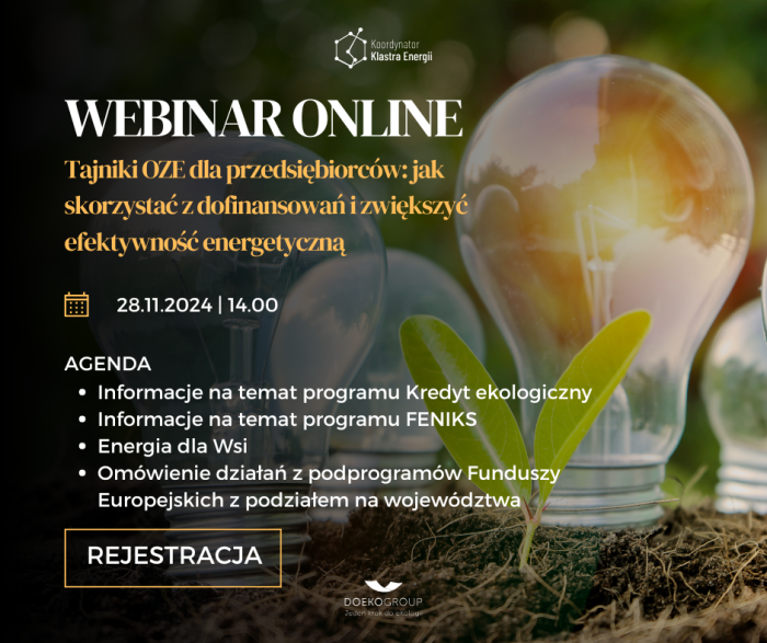 Miniaturka artykułu Webinar skierowany do przedsiębiorców – OZE