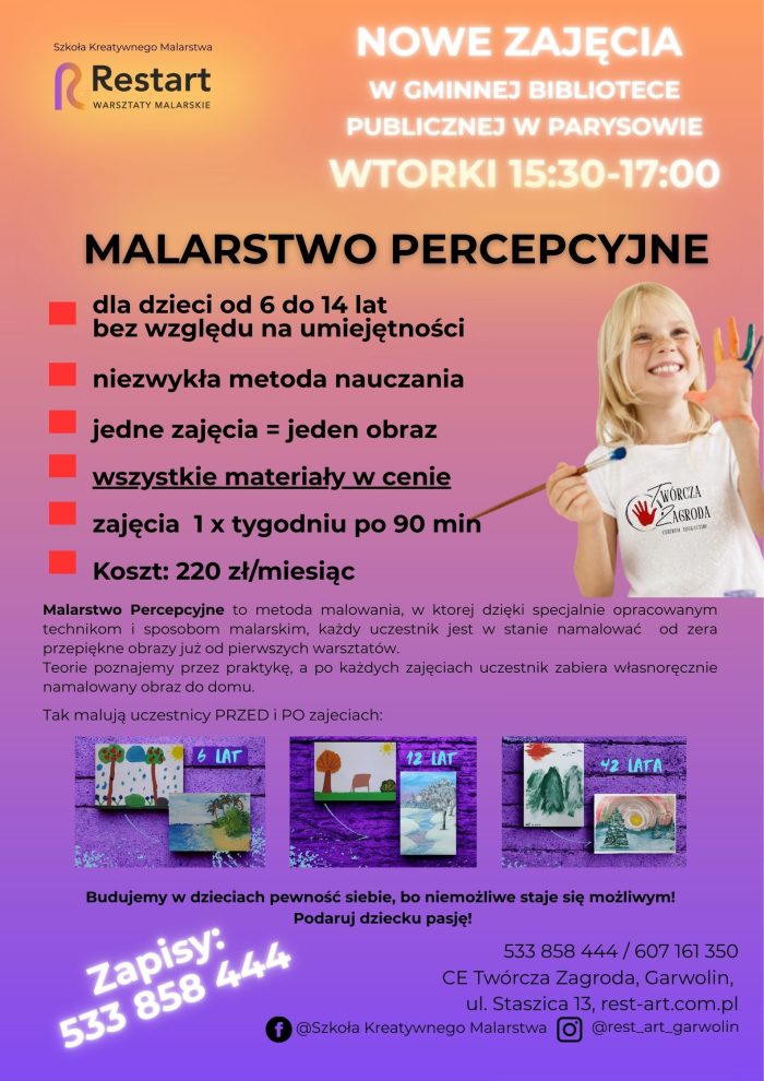 Miniaturka artykułu Nowe wydarzenia w Gminnej Bibliotece Publicznej w Parysowie!