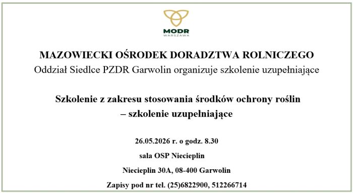 Miniaturka artykułu Szkolenie z zakresu stosowania środków ochrony roślin – szkolenie uzupełniające