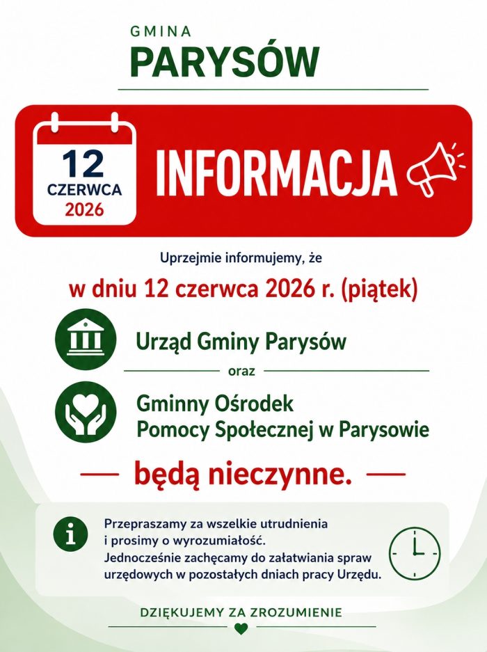 Miniaturka artykułu Informacja dla Mieszkańców Gminy Parysów