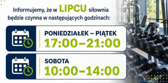 Miniaturka artykułu Nowe godziny funkcjonowania siłowni w lipcu