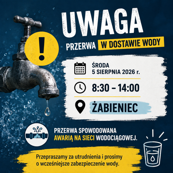 Miniaturka artykułu Informacja dla mieszkańców wsi Żabieniec – przerwa w dostawie wody